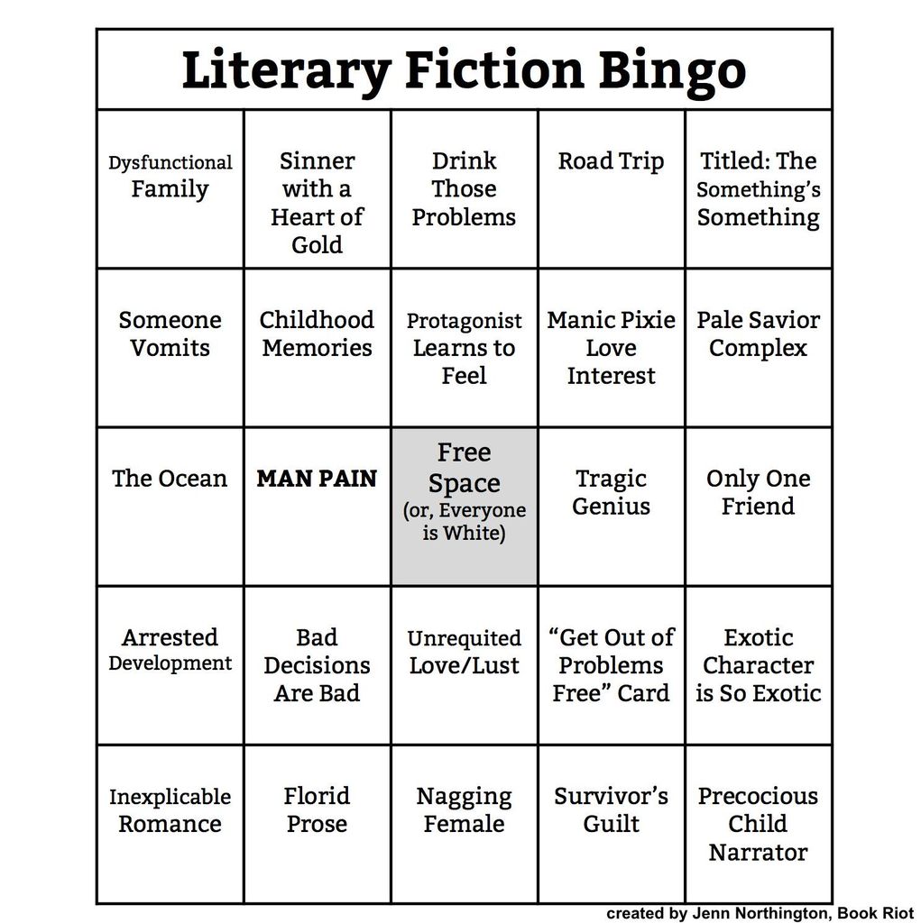 Bingo Card: Literary Fiction
