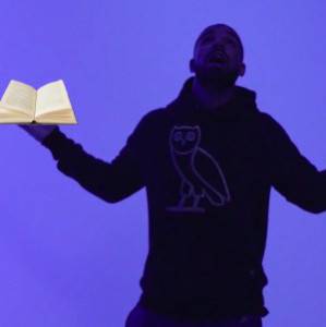 Drake with a book