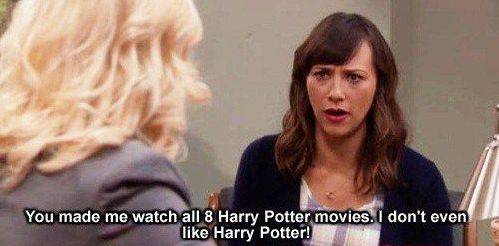 Ann Perkins reads parks and recreation harry potter