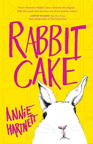 book cover of rabbit cake - white rabbit on yellow background
