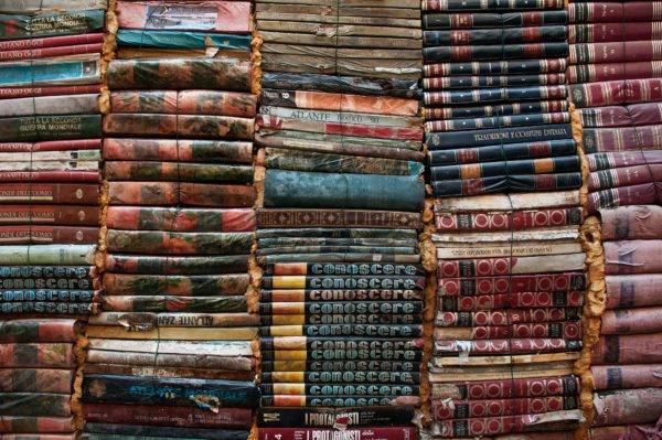 piles of antique books