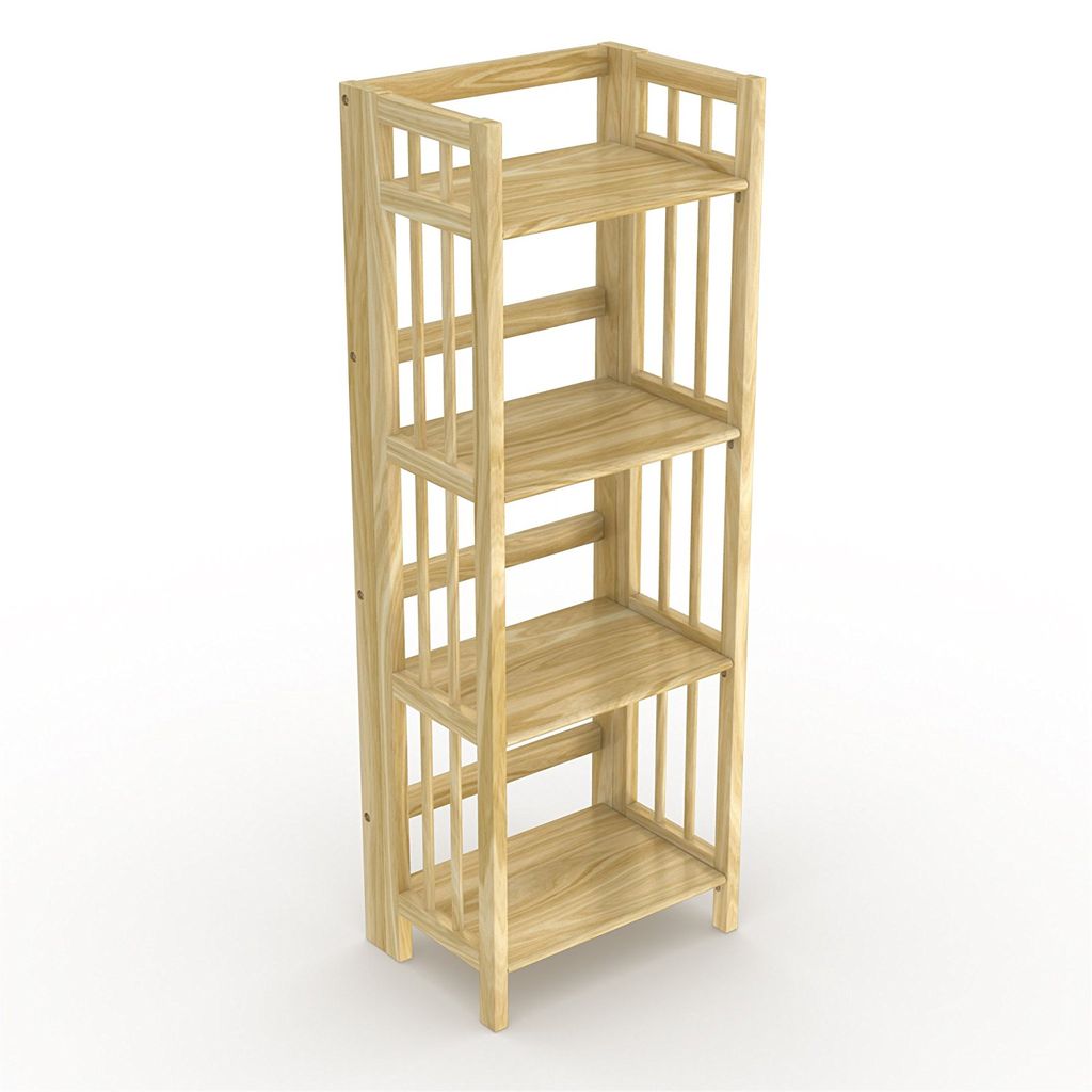 Stony-Edge No-Assembly Vertical Folding Bookcase with Four Shelves