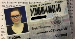 library of congress reader card feature