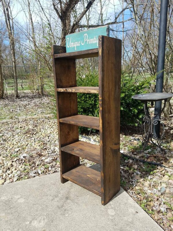 Tall dark wood bookcase