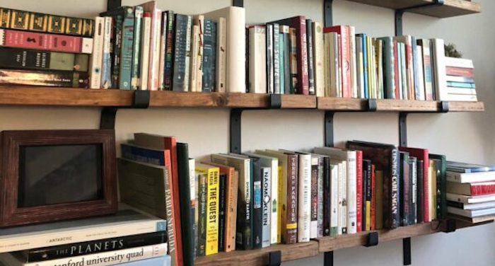 Image of floating wooden bookshelf