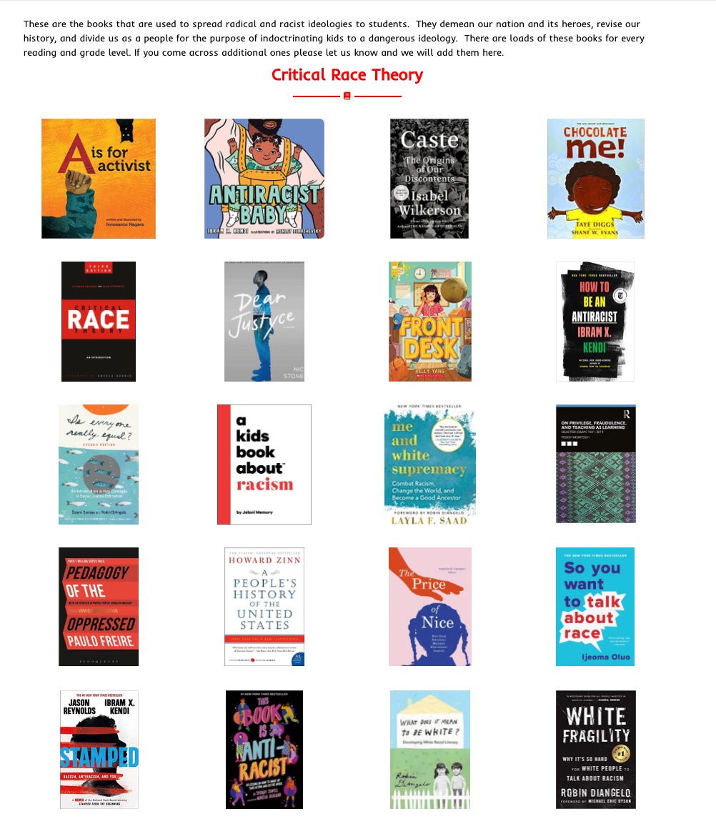 Screen shot of so-called anti-racism books.