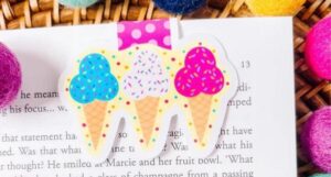 image of three colorful ice cream cones on a magnetic bookmark