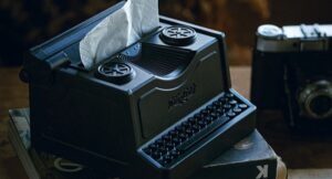 typewriter tissue box