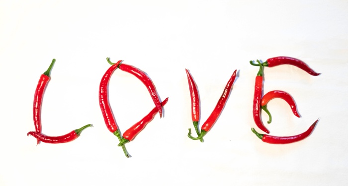love spelled out in peppers