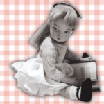 a black and white photo of a doll from the cover of The Lonely Doll by Dare Wright