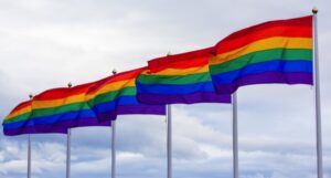 a line up of pride flags