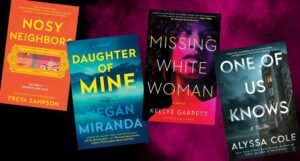 covers of four mystery and thriller books out April 2024