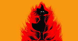 a silhouette of a burning witch from the cover of A Witch's Guide to Burning