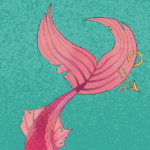 cropped cover of Mermaids Never Drown showing a pink fin with a piercing and fishhook