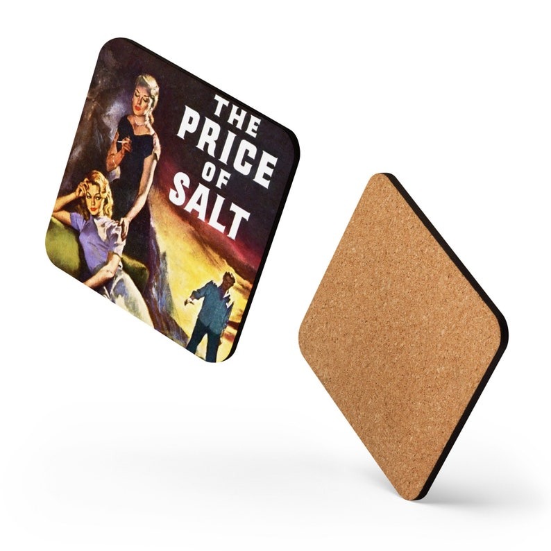 a coaster with the cover of The Price of Salt