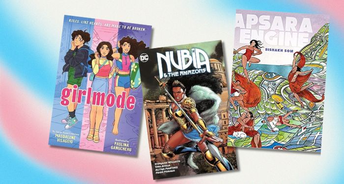 cover collage of comics about trans women