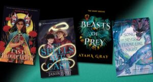 four covers of the first books in new and recent YA fantasy romance series