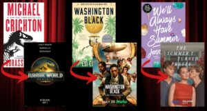 book covers and posters of their adaptations