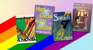a collage of queer book covers