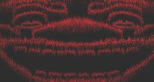 closeup of the cover for clown in a cornfield
