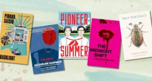 a collage of new queer books in translation