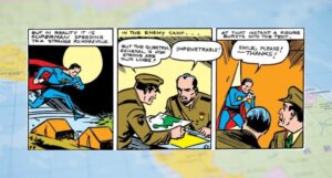 image of a superman comic on top of a map of Latin America