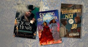 collage of queer historical ya retelling book covers