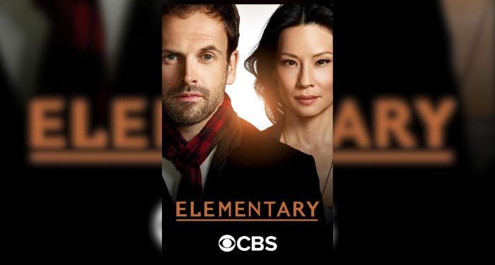 johnny lee miller and lucy liu on elementary poster