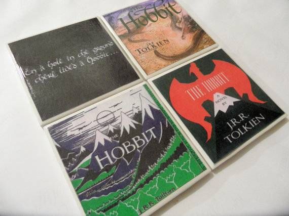 hobbit book cover coasters