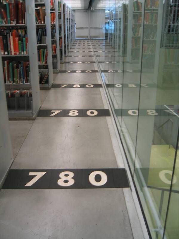 Dewey Decimal flooring at the Seattle Central Library. Photo from the Walker Art Center blog.