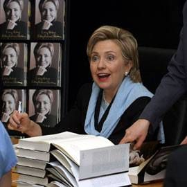 hillary clinton with books