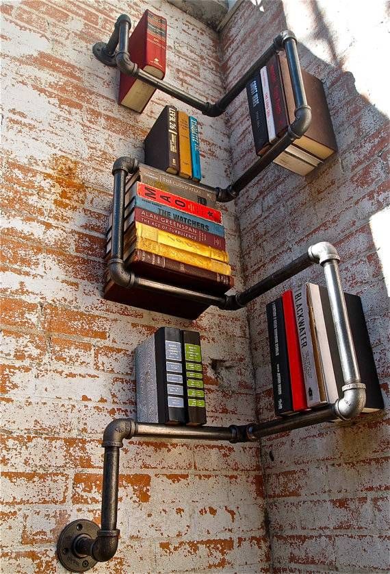 cast iron pipe bookshelf