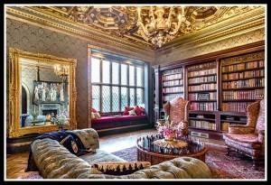 Luxury library at the Morgan Estate.