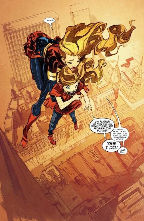 Captain Marvel flies with Kit