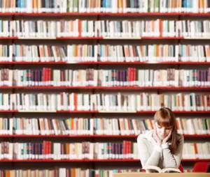 Young student in a library