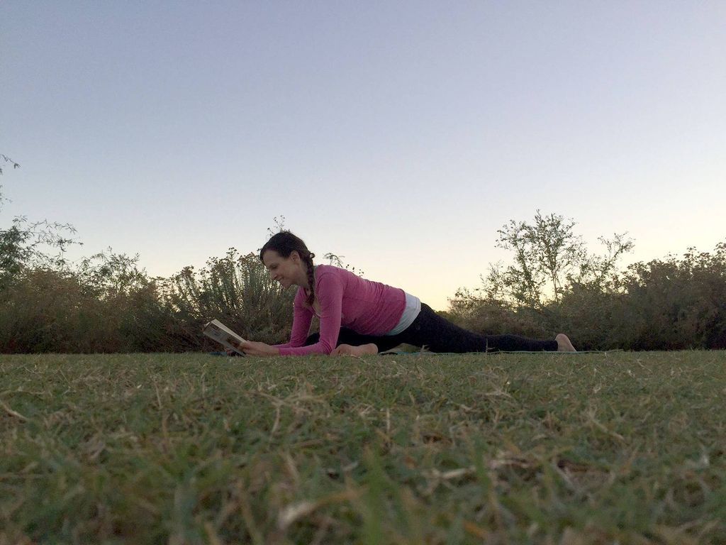 Pigeon yoga pose for reading 