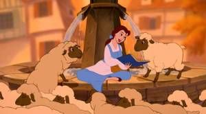 Beauty and the Beast Belle Reading to Sheep