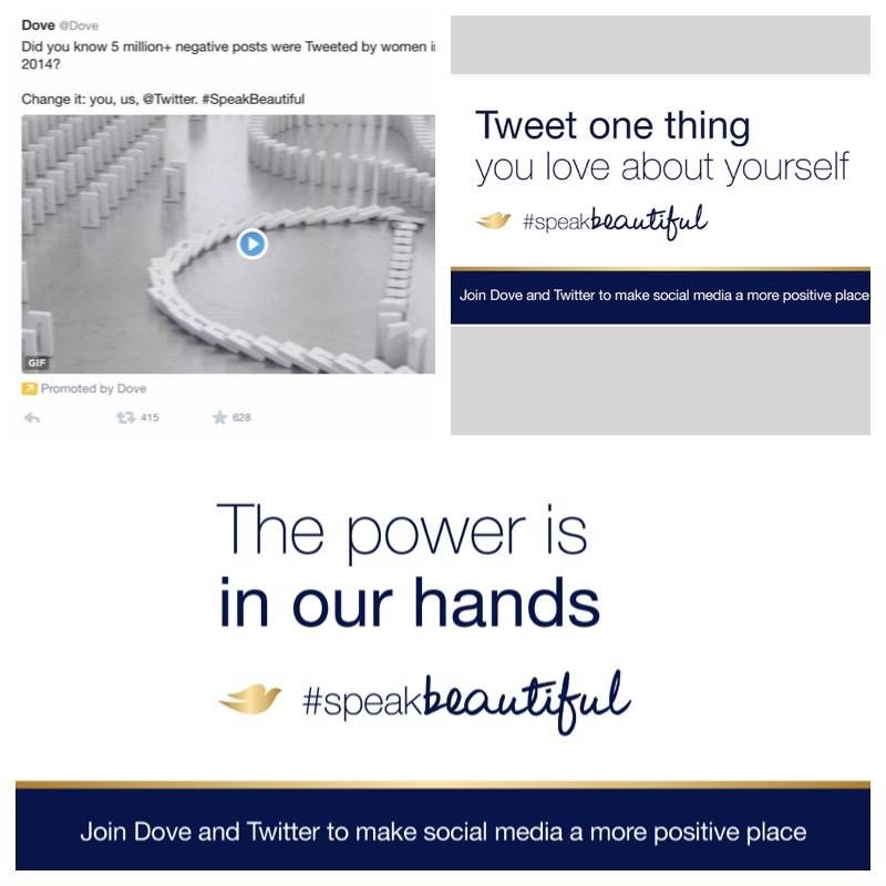 screenshots of Dove #SpeakBeautiful tweets