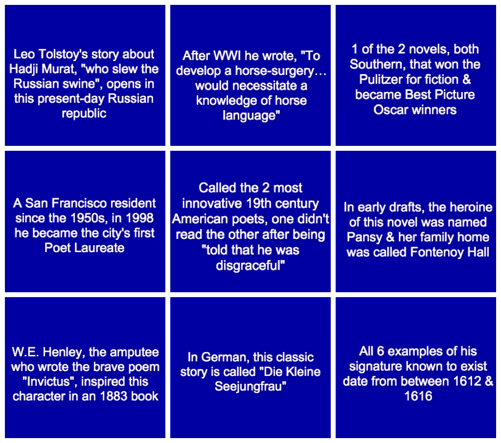 Jeopardy Questions And Answers List