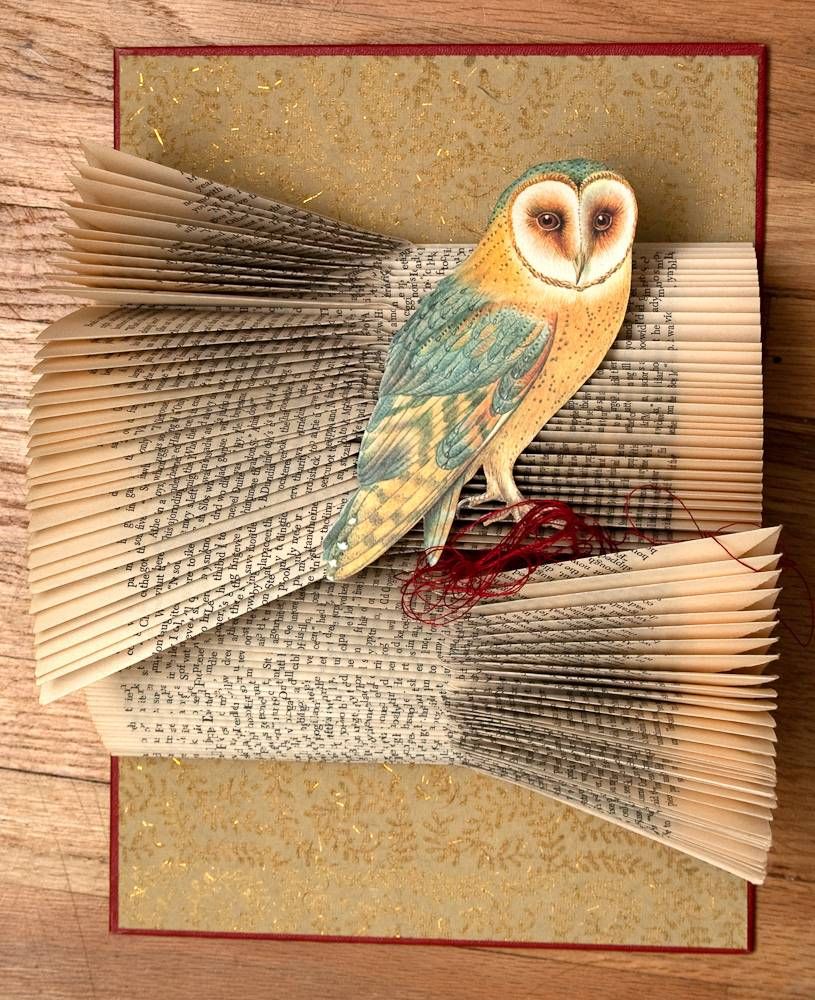 Book art from Rachael Ashe's "Altered Books: Owls" collection