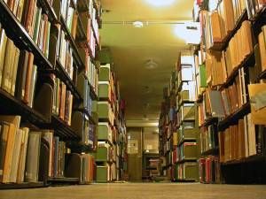 bookshelves full of books