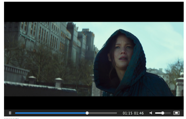 Mockingjay Part 2 screenshot of Katniss in a blue hood