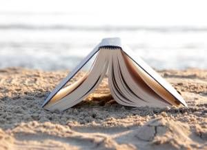 a book on the beach
