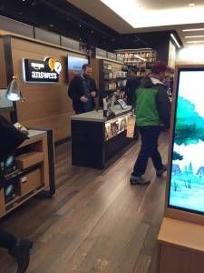 Amazon bookstore tech and wood paneling