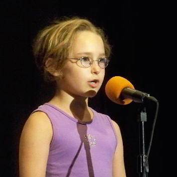 Girl recites poetry