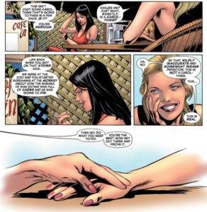 Carol talks to Jessica Drew (Spider-Woman), who asks if "this is a Carol thing"