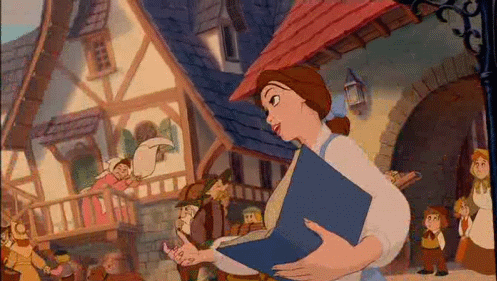 Belle reading in Beauty and the Beast