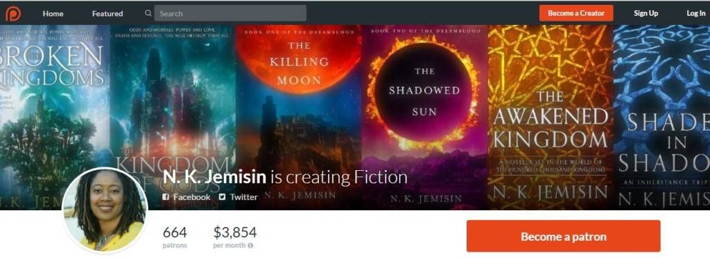 NK Jemisin's Patreon Page Header