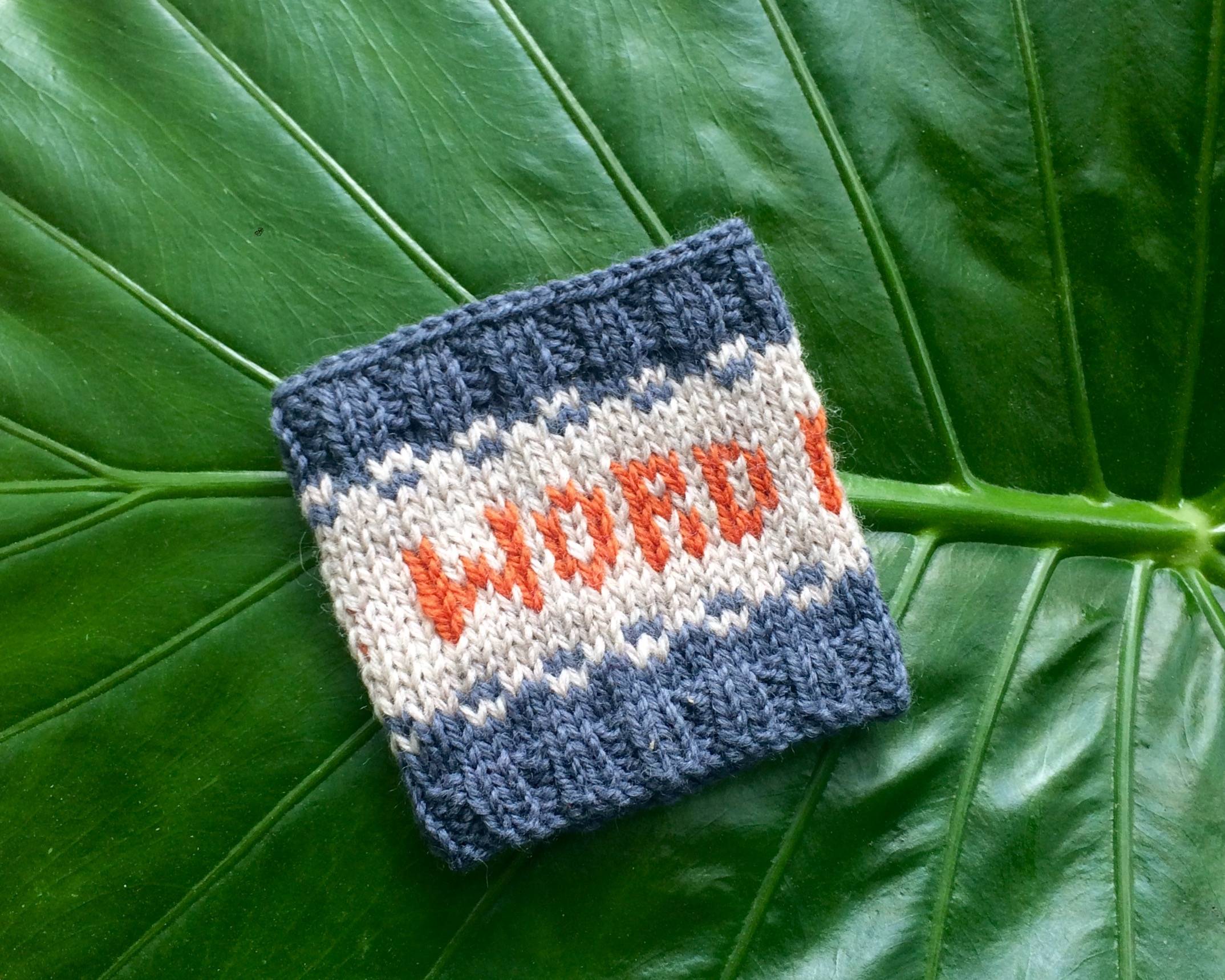 Knit Your Own "WORD NERD" Drink Sleeve Free Pattern