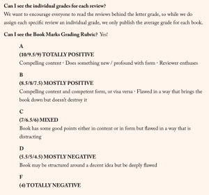 Lit Hub Rubric Grades